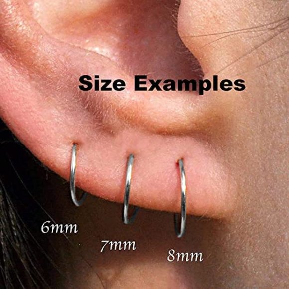 Sterling Silver Multi Size Open Piercing Hoops Cartilage Helix Tragus Handmade - Picture 4 of 8